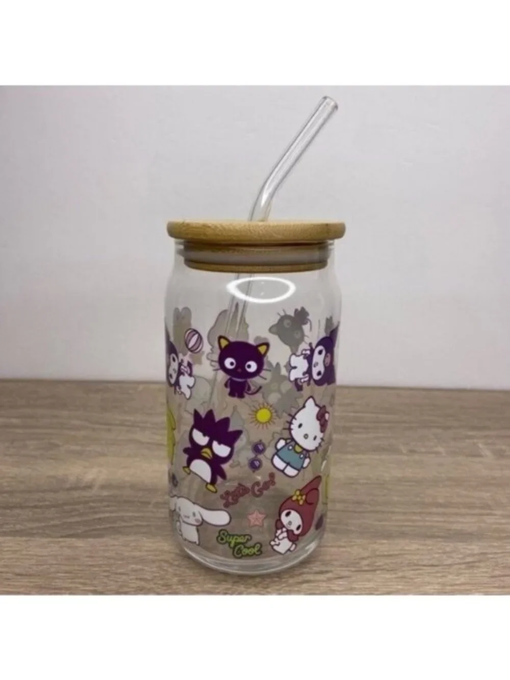 Hello Kitty & Friends Glass Straw Can Cup NEW